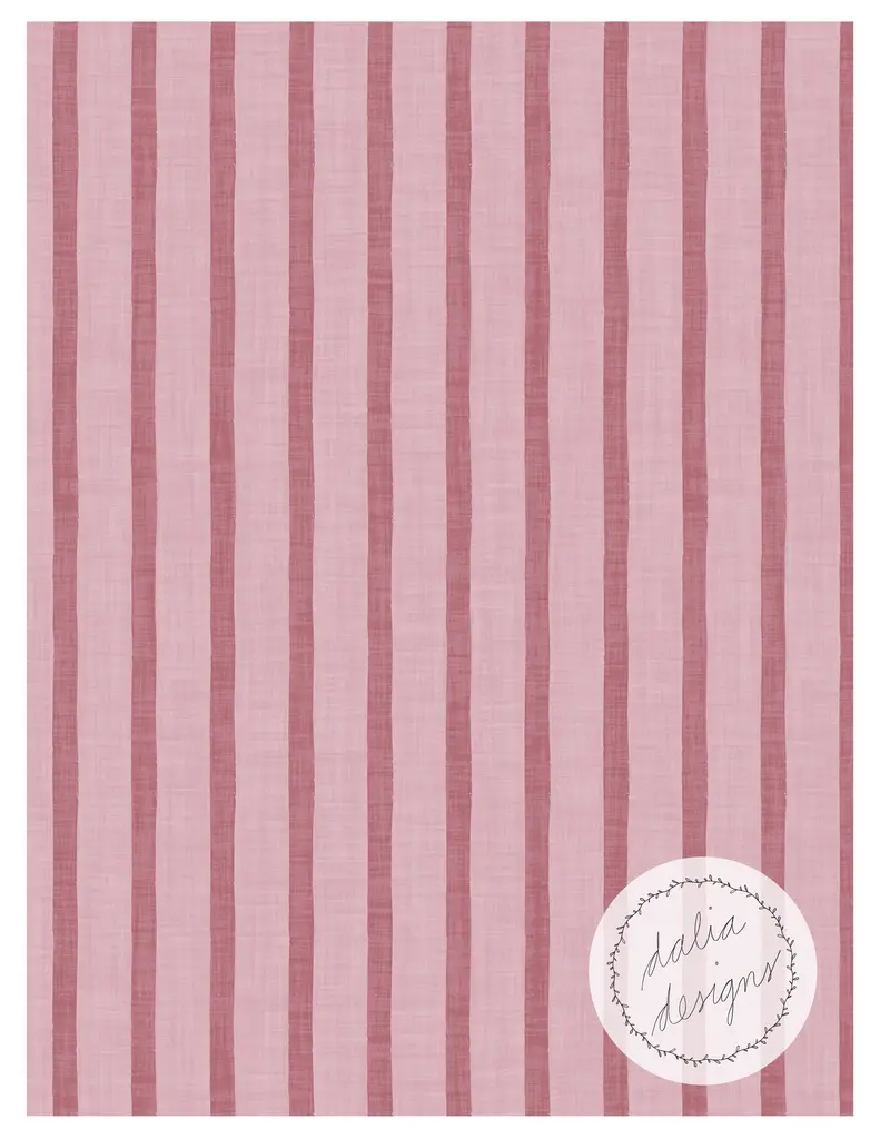 A textured fabric design featuring vertical stripes in shades of light pink and darker pink, with a logo in the bottom right corner that reads 'dalia designs'.